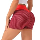 TEELONG Casual Shorts Tight-Fitting Skinny Lifting Sports Fitness Buttocks Women's Yoga Pants (Red, L)