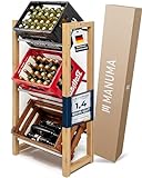 MANUMA® Das Original Getränkekistenregal aus Holz - Extra sicher und platzsparend im erstklassigen Design - Für mehr Ordnung Zuhause (für 3 Kisten)