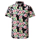 Sommer Herren Plant Printed Shirts Hawaii Strand Revers Kurzarm Bluse Einreihig Basic Tees T-Shirt All-Match UrlaubsutensilienSummer Mens Shirt