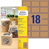 AVERY Zweckform L7110-25 Kraftpapier Etiketten (450 Aufkleber zum Bedrucken, 62x42mm auf A4, selbstklebend, rechteckige Recycling Etiketten, nachhaltige Produktaufkleber) 25 Blatt, naturbraun