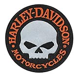 Harley-Davidson 4 Zoll Willie G Skull Reflective Emblem gesticktes Patch Aufnäher Bügelbild Sammlerstück - Merchandise