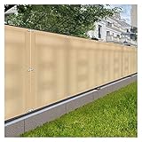 Beige HDPE Netz-Zaunabdeckung, 1,2 x 16 m, Anti-Aging, Schattennetz für Hinterhof, Outdoor, Privatsphäre, inklusive Ösen und Kabelb