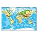 Postereck - 0848 - Hochwertige Weltkarte | Weltkarte Wand mit Hauptstädten der Länder | Unterricht Klassenzimmer Schule World Map Wall | Landkarte Welt XXL - Poster - DIN A3-29,7 cm x 42,0