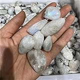 LIRRUI Weißer Mondstein getrommelter Steine ​​Kristalle natürlicher polierter Edelstein für Dekoration Steinkristalle (Color : 300g, Size : 15-25mm)