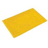 PANA Chenille Badematte in versch. Farben und Größen • Badteppich aus weichen Fasern - rutschfest & waschbar • Duschvorleger 50 x 80 cm • Farbe: Gelb