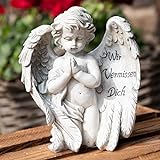 Kamelio Engel mit Spruch auf dem Flügel Trauerengel Grabschmuck Engelsfigur Gabriel
