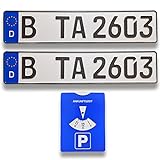 TA TradeArea 2 DIN-zertifiziertes Kfz-Kennzeichen in Carbon-Optik in der Standard-Größe 520x110 mm inklusive Parkscheibe passend für alle Deutschen Fahrzeuge