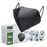FFP2 Maske CE Zertifiziert Schwarz - 25 Stück Maske - Premium hygienische Einzelnverpackung Atemschutzmaske 5 Lagige Staubschutzmaske Mundschutzmaske CE 0598