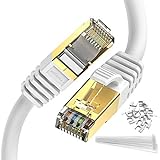 Zosion Cat 8 Ethernet-Kabel, 30.5 m, Hochgeschwindigkeit, 40 Gbit/s, 2000 MHz, Internet-Patchkabel, strapazierfähig, 26 AWG, Mac, Laptop (weiß)
