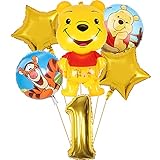 Miotlsy Winnie The Pooh Geburtstagsdeko,6 Stück Winnie The Pooh Helium-Folienballons,Winnie The Pooh Thema Geburtstag Party Dekoration für Kinder, Geschenk, Geburtstag, Partyzubehör, Dekoration