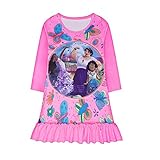 Aepotumn Isabella Mädchen Nachthemd Nachthemd Mirabel Pyjama Pyjama Prinzessin Langarm Nachthemd Casual für Kinder 3-8Y, 01 Rosered, 116