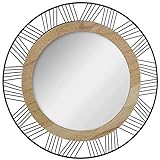 ATMOSPHERA Runder Spiegel für die Wandmontage mit einem dekorativen Rahmen aus Holz und Metall