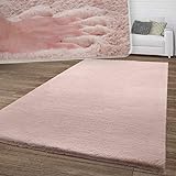 TT Home Wohnzimmer Teppich Hochflor Langflor Kunstfell Weich Modern Unifarben Flauschig, Farbe: Rosa Pink, Größe:80x150 cm