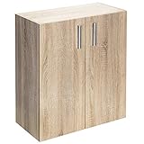 Casaria® Kommode mit 2 Türen 77x60x30cm Holz Modern höhenverstellbarer Einlegeboden Schlafzimmer Büro Flur Mehrzweckschrank Aktenschrank Schrank Eiche