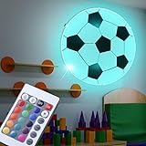 LED Kinderleuchte Fußball Decken- und Wandlampe RGB Farbwechsler Kinderlampe inkl. Fernbedienung, Weißlicht- und RGB Steuerung, Kinder- Spiel- Schlafzimmer