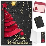 Weihnachtskarten mit Umschlag (15er Set) WEIHNACHTSBAUM - edle Klappkarten - ideal privat und geschäftlich - Frohe Weihnachten Karten von BREITENWERK