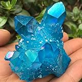 MRXFN Natürlicher Kristall Kristalle und Heilsteine, natürlicher Blauer Engel, Aura-Kristall-Cluster, galvanisierte Aura-Beschichtung, Quarz-Cluster-Stein-Ornamente, Raumdekoration, Geschenk