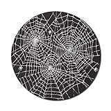 Lunarable Spiderweb-Mauspad für Computer, Graustufen, Halloween-Stil, Web-Design, Zusammensetzung Gruselige Themen, Druck, rund, rutschfest, dick, Gummi, 20.3 cm rund, Kohlegrau und Weiß