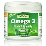 Greenfood Omega 3 Fischöl (hochdosiert, Ohne künstliche Zusätze, Ohne Gentechnik, 1000 mg), 240 Kapseln