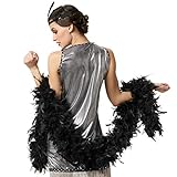 dressforfun 900838 Flauschige Federboa, 180 cm lang, Damen Mädchen Karnevals Kostüm Accessoire - Diverse Farben - (schwarz | Nr. 303399)