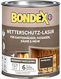 Bondex Wetterschutz Lasur Dunkelgrau 0,75 L für 9 m² | Tropf- und Spritzgehemmt | Exzellenter UV-Schutz | Sichere Anwendung ab 2 °C | seidenmatt | Wetterschutzlasur | Holzlasur