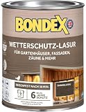 Bondex Wetterschutz Lasur Dunkelgrau 0,75 L für 9 m² | Tropf- und Spritzgehemmt | Exzellenter UV-Schutz | Sichere Anwendung ab 2 °C | seidenmatt | Wetterschutzlasur | H