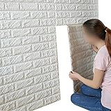 10 Stück Selbstklebend XPE-Schaum TapeteWandpaneele Selbstklebend 3D Brick Tapete Wasserdicht Tapeten 70x77cm Wand Panel Ziegelst Weiß