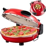 Pizzaofen elektrisch mit 32 cm Pizzastein | 390°C | Pizzabackofen | Pizza-Backstation | Elektrischer Pizzagrill | Pizzabackmaschine | Timer | 5 Stufen | 1200 Watt | Pizza Bräter |
