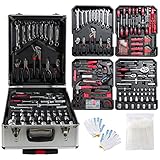 Arebos Werkzeugkoffer | Werkzeug-Set | 1200 Teile | Rollkoffer Tragekoffer | für Haushalt, Garage & Werkstatt | Koffer mit R