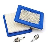 SWNKDG 2st Luftfilter & Zündkerze für Rasenmäher mit Briggs & Stratton Quantum Motor 625 650 675 Ersetzt 491588 399959 491588S Wolf 2058411, Champion RJ19LM / NGK B2LM