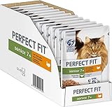 Perfect Fit Senior 7+ – Katzennassfutter im Portionsbeutel für ältere Katzen ab 7 Jahren – Mit Truthahn und Karotten – Unterstützt die Gesundheit – Katzenfutter – Portionsbeutel (12 x 85g)