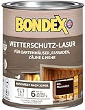 Bondex Wetterschutz Lasur Rio-Palisander 0,75 L für 9 m² | Tropf- und Spritzgehemmt | Exzellenter UV-Schutz | Sichere Anwendung ab 2 °C | seidenmatt | Wetterschutzlasur | Holzlasur