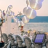 Lezonic solar lichterkette aussen lampions, 8 Meter 30 LED Laternen 8 Modi Wasserdicht solar lichterkette weiß für balkon deko,Garten, Hof, Hochzeit,Fest Deko (Kaltes Weiß)