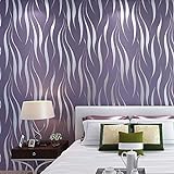 Vliestapete, 3D Tapete Beflockung Geprägte Tapete Wandpaneele Rolle für dekorative Küche Arbeitsplatte Möbel Oberflächen Wohnzimmer Schlafzimmer Wand Tür, 0,53 × 10 m (Violett)