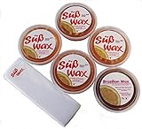 Süß Wax Haarentfernungs Einsteiger Set. 4 Sugaring Zuckerpasten zur Haarentfernung ohne Vlies für alle Jahreszeiten + Süß Wax Brazilian Wax und 100 Vliesstreifen.