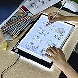 XIAOSTAR A4 Leuchttisch Led Licht Pad A4,Helligkeit Dimmbare Copy Board Leuchtkasten mit Type-C Ladekabel für Schüler Lernen Zeichnen Animation Malen (LB-A4)