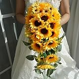 KANGDIA Simulation Blumenstrauß Hochzeit Braut hält Blumen Sonnenblume Wasserfall Blumenstrauß Hochzeitsbedarf Kunstblumen