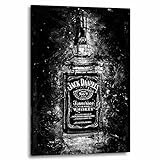 Kunstgestalten24 Leinwandbild Jack Daniels Whiskey Abstrakt Black and White Wand Bilder Kunst Druck Raum Dekoration Bar Lounge, Größe: 90x60cm mit 4cm Rahmen