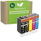 Prindano 5er Set Patronen kompatibel mit Canon PGI-525 CLI-526 | Für Pixma IP4850 IP4950 IX6520 IX6550 MG5140 MG5150 MG5240 MG5250 MG5340 MG6120 MG6150 MG6250 MG8120 MG8250 MX715 MX882 MX885 MX895