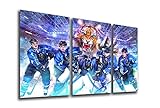 Straubing Eishockey, Fan Artikel Leinwandbild 3Teiler Gesamtmaß 120x80cm, Auf Holzrahmen gespannt, Kein Poster oder billig Plakat, Must Have für echte Fans