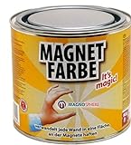 Magnetfarbe - Magnetische wandfarbe - 0,5 Liter - für eine Fläche von 1,5m² - 5m² - Farbe für die Wand wirkt magnethaftend - Grundfarbe kann nach Trocknung beliebig überstrichen und gestaltet werden