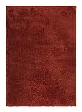 andiamo moderner Posada, Langflor Teppich kuschelig weich einfarbig, koralle, Polyester, 65 x 130 cm