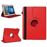 NAmobile Tablet Schutzhülle für Acepad A140 A121 A101 A96 Universal Tasche Kunst-Leder Hülle Standfunktion 360° Drehbar, Farben:Rot