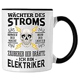 Trendation - Elektriker Tasse Spruch für Männer Geschenk Lustig Gadget Geschenke Kaffeebecher (Schwarz)