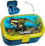 alles-meine.de GmbH Lunchbox / Brotdose - Dinosaurier - Dino T-Rex - incl. Name - mit extra Einsatz / herausnehmbaren Fach - Brotbüchse Küche Essen - für Mädchen & Jungen - T..