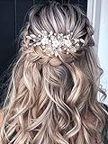 Vakkery Braut Blume Hochzeit Haar Reben Kristall Haarteil Braut Haarschmuck für Frauen und Mädchen (Silber)