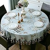A7Jrbda Elegant und luxuriös Schwergewicht Tischtuch Baumwolle Leinen Tischdecken mit Quaste staubfest Tischabdeckung für Küche Dinnern Tischtischdekoration, 2 Farben