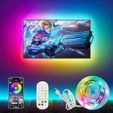 Auplf LED TV Hintergrundbeleuchtung RGBIC Led Strip 3M für 40-75 Zoll TV und PC,USB-Betrieb,Musik Sync,DIY Led Fernseher Beleuchtung mit App-Steuerung und 2.4G RF-Fernbedienung