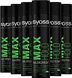 SYOSS Haarspray MAX HOLD starker Halt für 48 Stunden, 6er Pack (6 x 400ml)