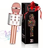 Mikrofon Kinder, Bluetooth Mikrofon Geschenke für Kinder Mädchen Spielzeug 3-12 Jahre, Tragbares Karaoke Mikrofon Geschenke Spielzeug für Teenager Mädchen Jungen